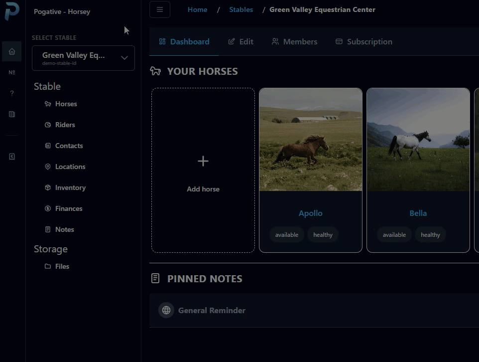 Horsey multi-tenant stable management switcher